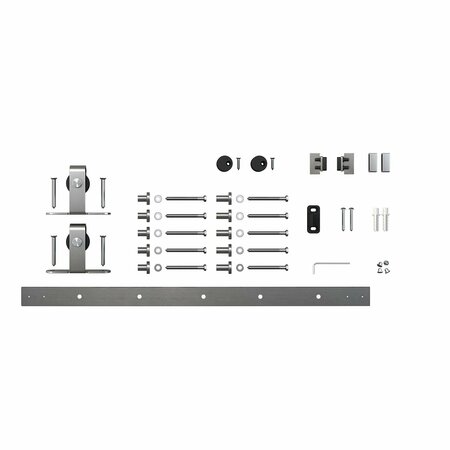 OUTWATER 6ft Top Mount Sliding Barn Door Hdwe Kit for Single Door up to 36in W Stainless Steel Finish 3P5.7.00107